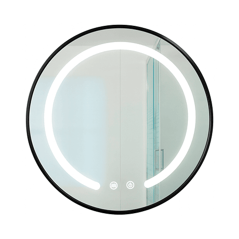 Espejo Redondo Marco Negro Touch con Luz Led 3 colores - 50 cm 3
