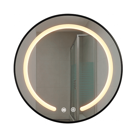 Espejo Redondo Marco Negro Touch con Luz Led 3 colores - 50 cm 4