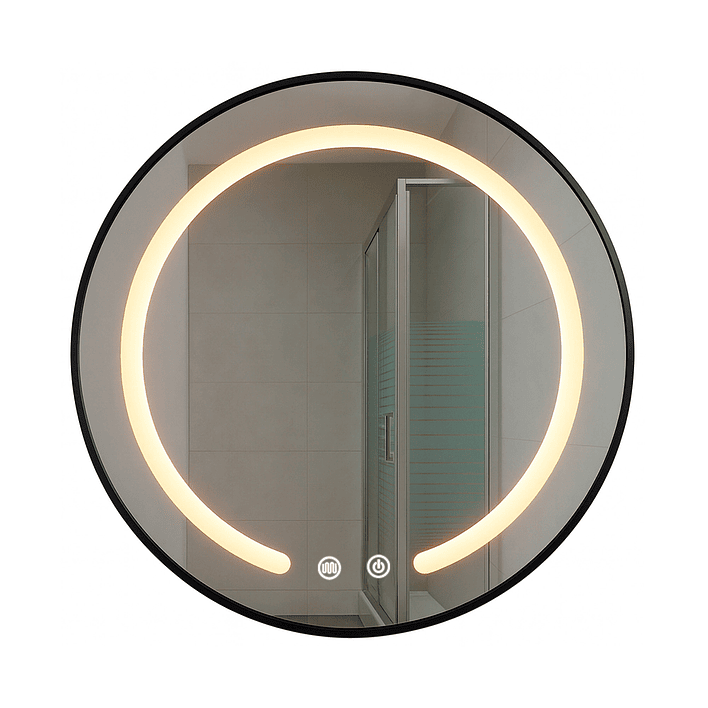 Espejo Redondo Marco Negro Touch con Luz Led 3 colores - 50 cm 4