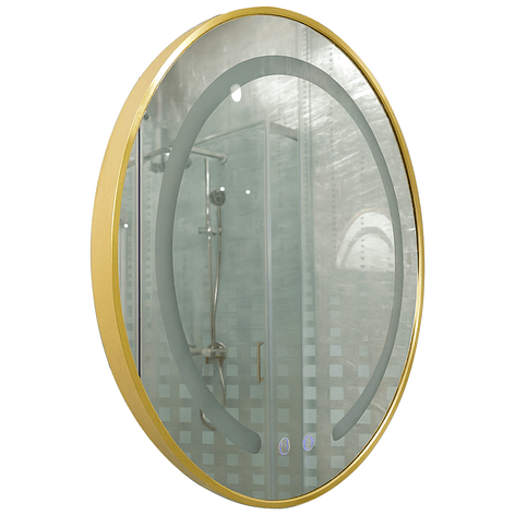 Espejo Redondo Marco Dorado Touch con Luz Led 3 colores - 80 cm 6