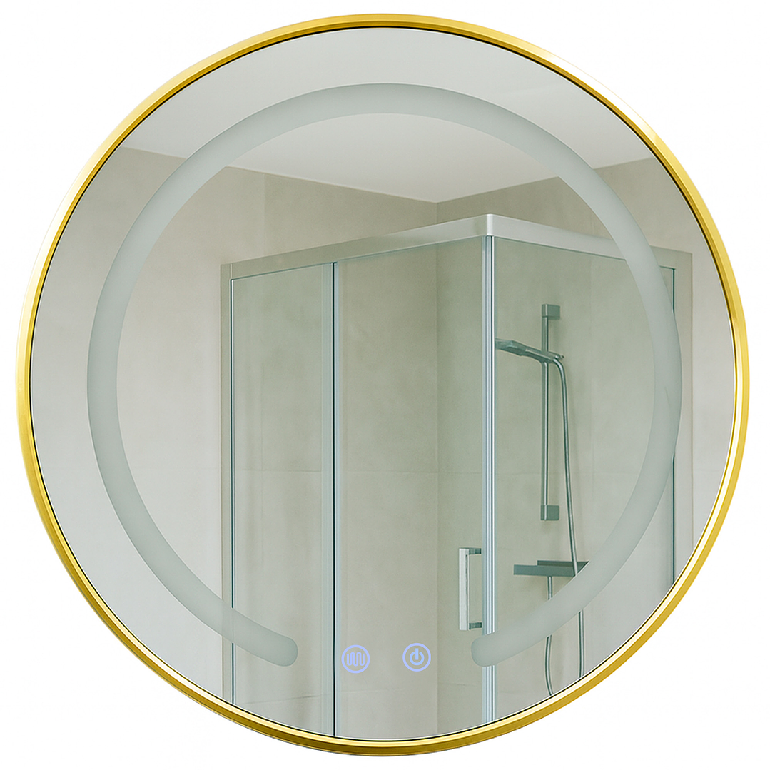 Espejo Redondo Marco Dorado Touch con Luz Led 3 colores - 80 cm 5