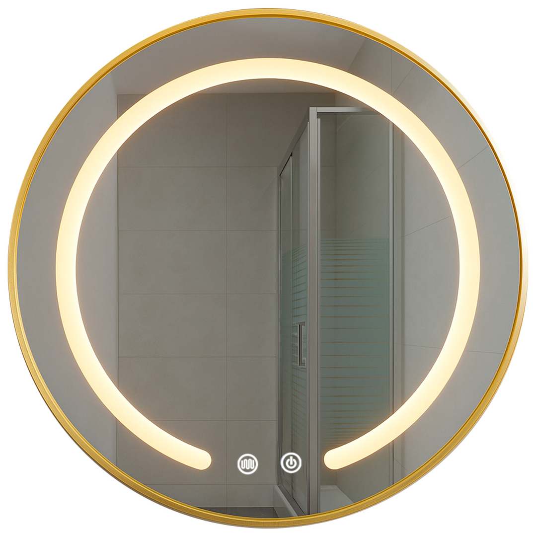 Espejo Redondo Marco Dorado Touch con Luz Led 3 colores - 80 cm 4