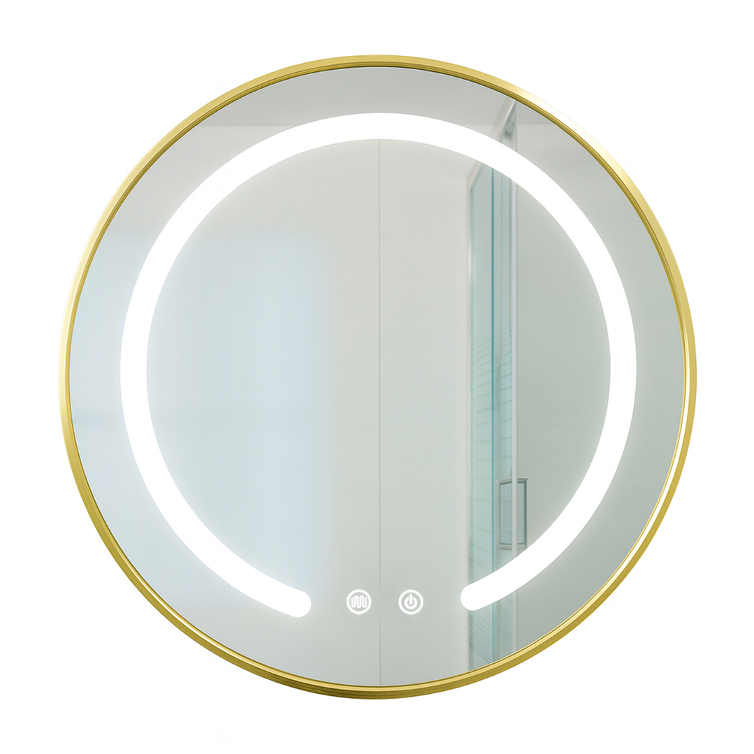 Espejo Redondo Marco Dorado Touch con Luz Led 3 colores - 60 cm 3