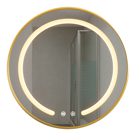 Espejo Redondo Marco Dorado Touch con Luz Led 3 colores - 60 cm 4
