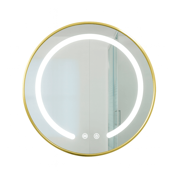 Espejo Redondo Marco Dorado Touch con Luz Led 3 colores - 50 cm 3