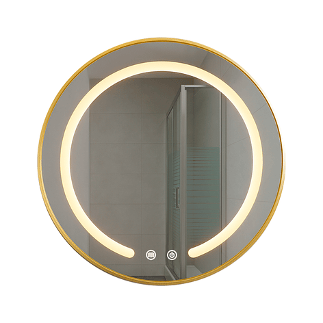 Espejo Redondo Marco Dorado Touch con Luz Led 3 colores - 50 cm 4