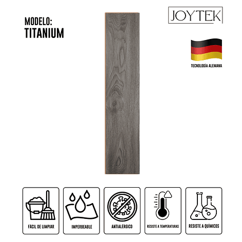 Piso Flotante Titanium Resistente al Agua 122x20 cm | 8 mm | 2.44 m2 (1 Caja 10 Uni) 1