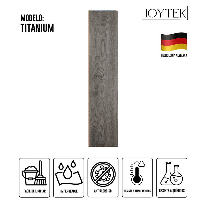 Piso Flotante Titanium Resistente al Agua 122x20 cm | 8 mm | 2.44 m2 (1 Caja 10 Uni) 1