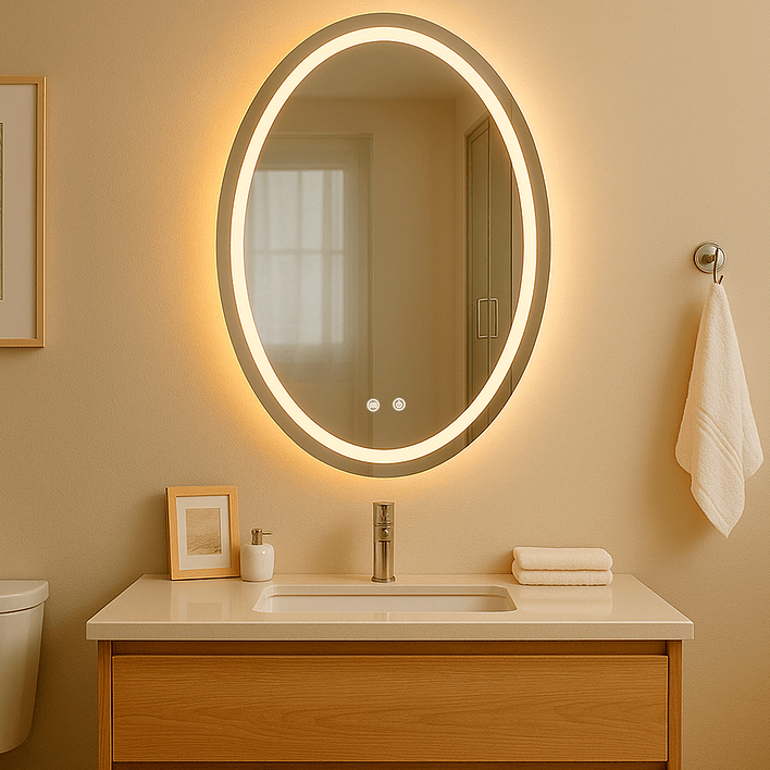 Espejo Ovalado Touch con Luz Led 3 colores - 60 x 80 cm 4