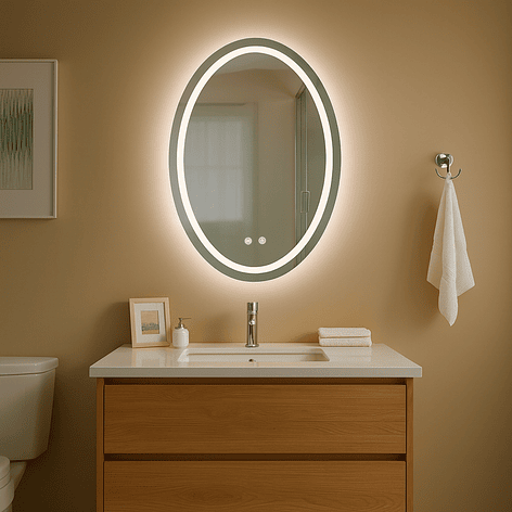 Espejo Ovalado Touch con Luz Led 3 colores - 60 x 80 cm 2