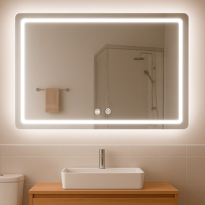 Espejo Rectangular Touch con Luz Led 3 colores - 90 x 70 cm 2
