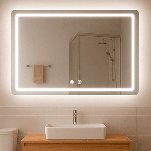 Espejo Rectangular Touch con Luz Led 3 colores - 90 x 70 cm