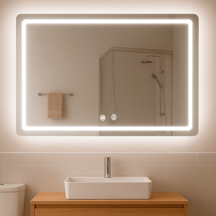 Espejo Rectangular Touch con Luz Led 3 colores - 90 x 70 cm 2