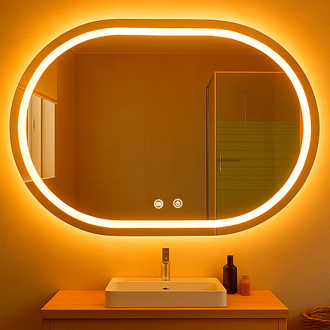 Espejo Curvo Horizontal Touch con Luz Led 3 colores - 80 x 60 cm 4