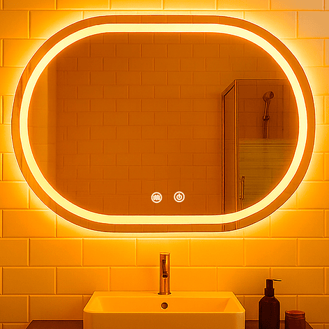 Espejo Curvo Horizontal Touch con Luz Led 3 colores - 80 x 60 cm 5