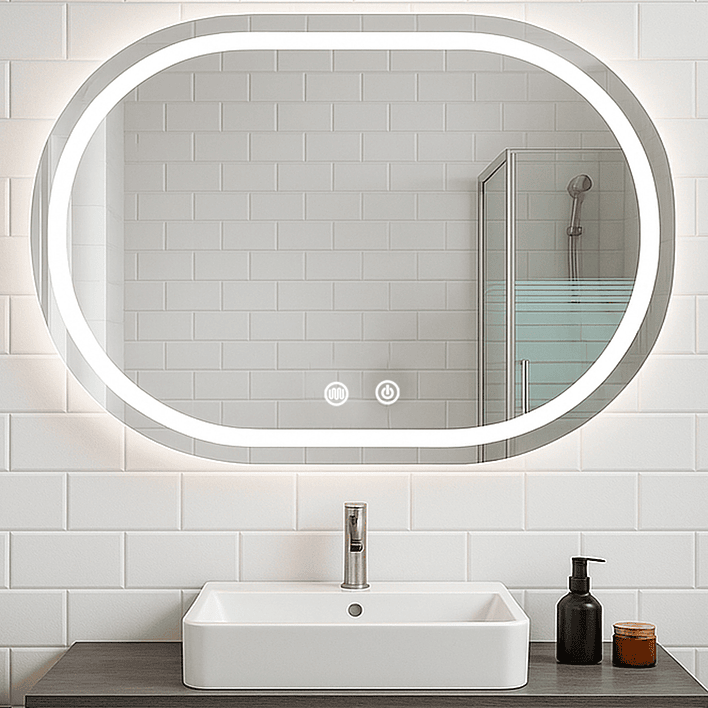 Espejo Curvo Horizontal Touch con Luz Led 3 colores - 80 x 60 cm 3