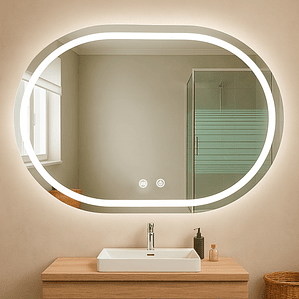 Espejo Curvo Horizontal Touch con Luz Led 3 colores - 100 x 60 cm