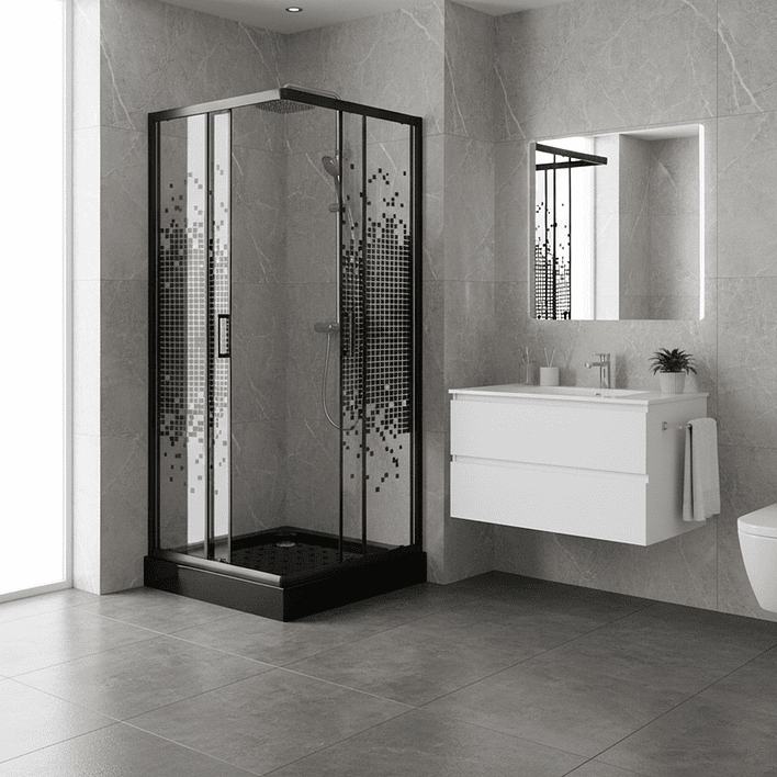 Shower Door Joytek Recto Mosaic Black 70x70x199cm (Incluye Receptáculo) 5