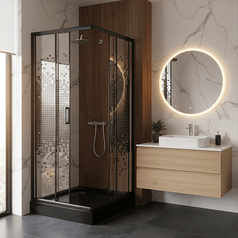 Shower Door Joytek Recto Mosaic Black 70x70x199cm (Incluye Receptáculo) 3