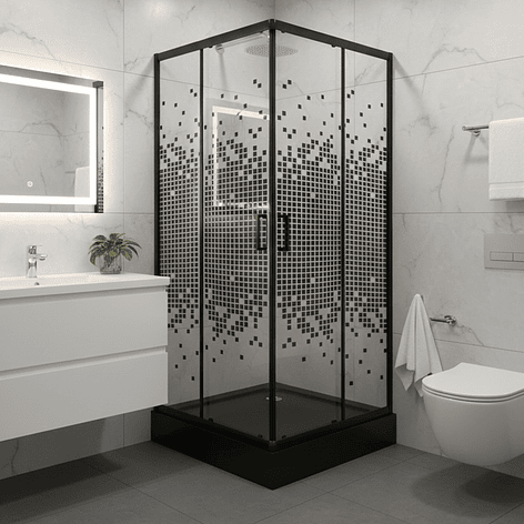 Shower Door Joytek Recto Mosaic Black 70x70x199cm (Incluye Receptáculo) 4