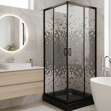 Shower Door Joytek Recto Mosaic Black 70x70x199cm (Incluye Receptáculo) 2