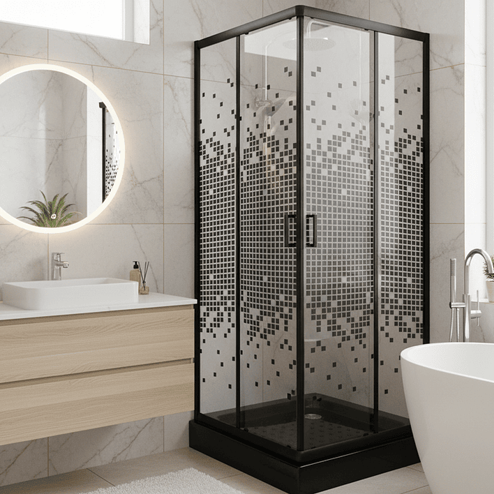 Shower Door Joytek Recto Mosaic Black 70x70x199cm (Incluye Receptáculo) 2