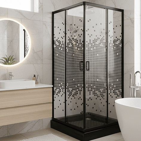 Shower Door Joytek Recto Mosaic Black 80x80x199cm (Incluye Receptáculo) 1