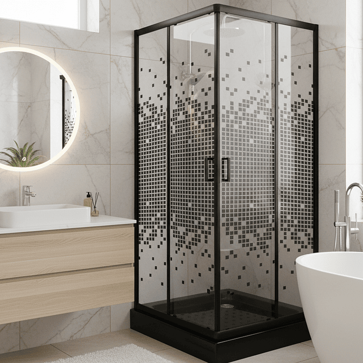 Shower Door Joytek Recto Mosaic Black 80x80x199cm (Incluye Receptáculo) 1