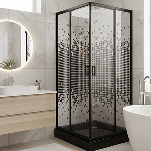 Shower Door Joytek Recto Mosaic Black 80x80x199cm (Incluye Receptáculo)