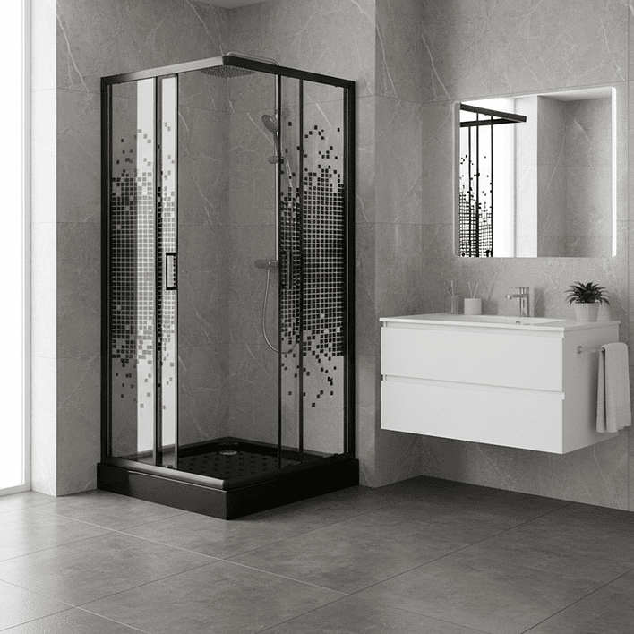Shower Door Joytek Recto Mosaic Black 80x80x199cm (Incluye Receptáculo) 5