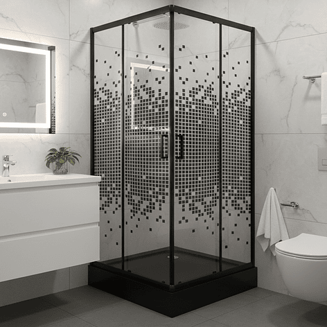 Shower Door Joytek Recto Mosaic Black 80x80x199cm (Incluye Receptáculo) 2