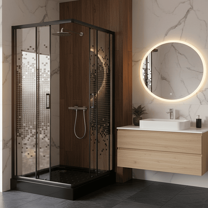 Shower Door Joytek Recto Mosaic Black 80x80x199cm (Incluye Receptáculo) 3