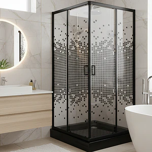 Shower Door Joytek Recto Mosaic Black 90x90x199cm (Incluye Receptáculo)