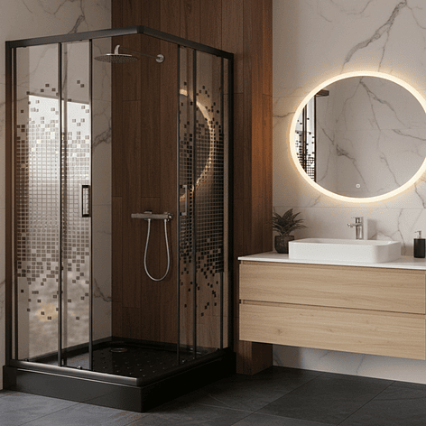 Shower Door Joytek Recto Mosaic Black 90x90x199cm (Incluye Receptáculo) 3