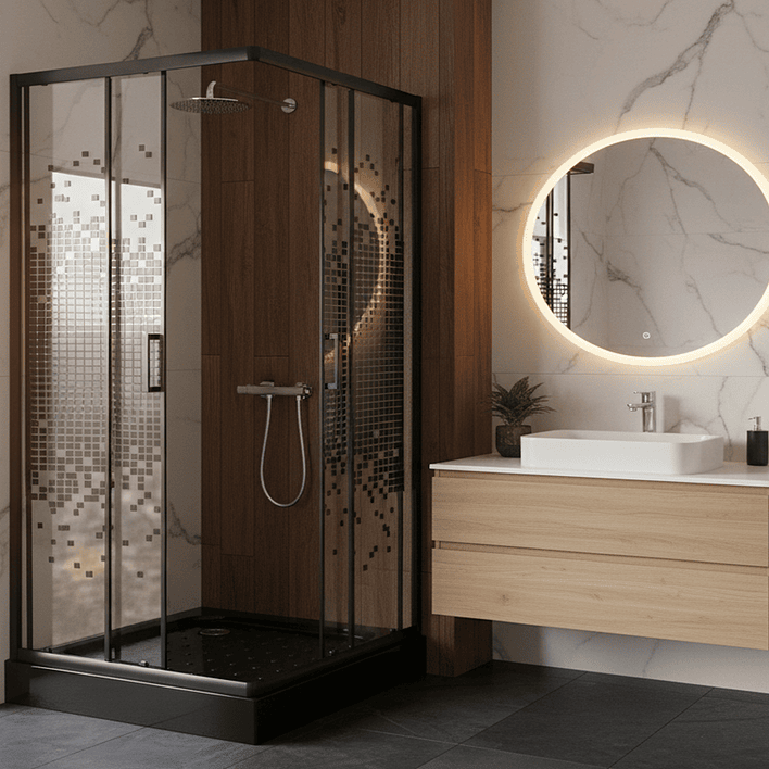 Shower Door Joytek Recto Mosaic Black 90x90x199cm (Incluye Receptáculo) 3