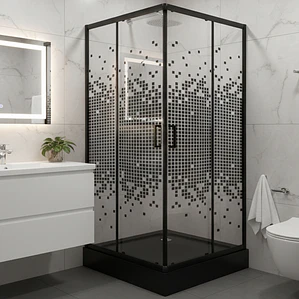 Shower Door Joytek Recto Mosaic Black 90x90x199cm (Incluye Receptáculo)