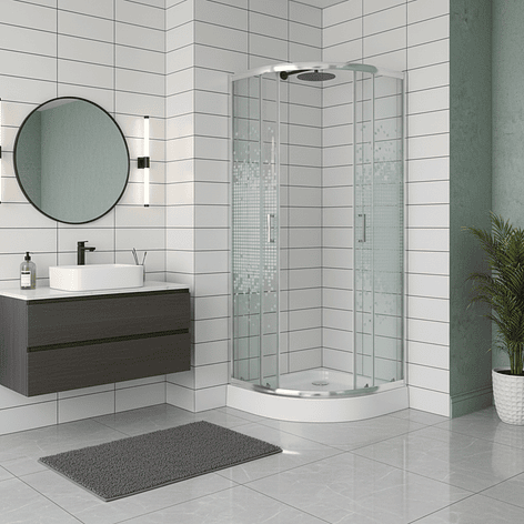 Shower Door Joytek Curvo Mosaic White 70x70x199cm (Incluye Receptáculo) 2