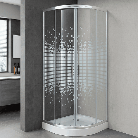 Shower Door Joytek Curvo Mosaic White 70x70x199cm (Incluye Receptáculo) 1