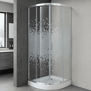 Shower Door Joytek Curvo Mosaic White 70x70x199cm (Incluye Receptáculo)
