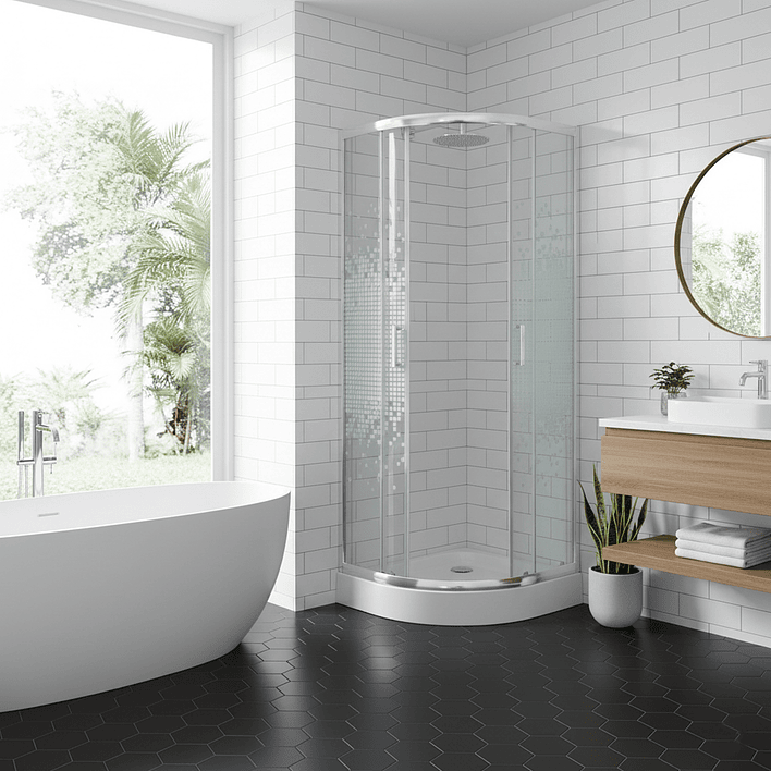 Shower Door Joytek Curvo Mosaic White 70x70x199cm (Incluye Receptáculo) 4