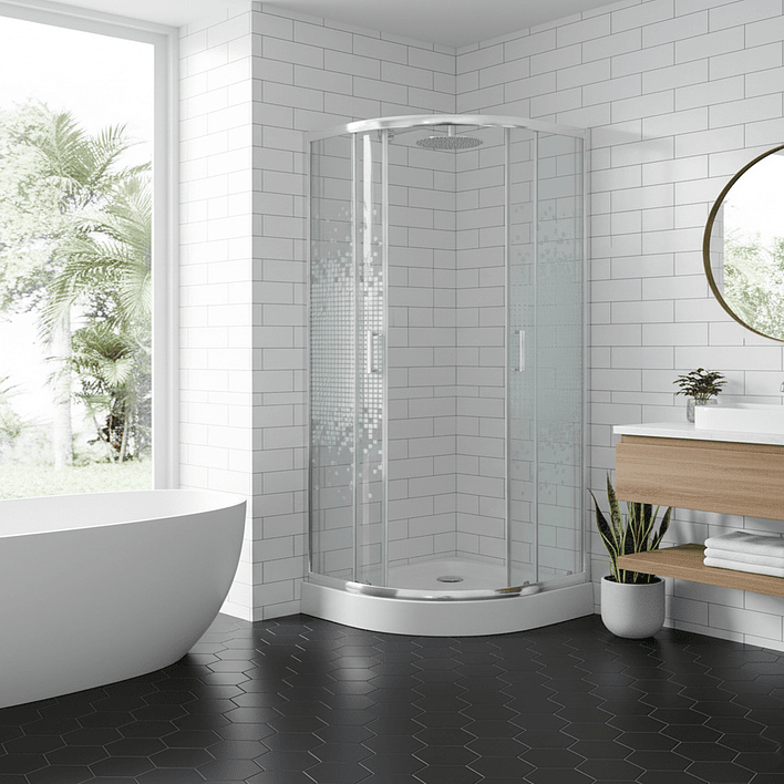 Shower Door Joytek Curvo Mosaic White 80x80x199cm (Incluye Receptáculo) 5