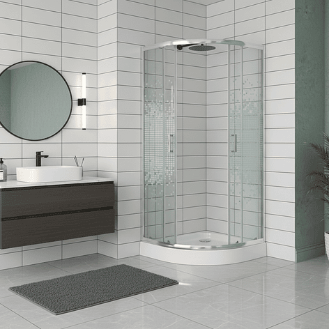 Shower Door Joytek Curvo Mosaic White 80x80x199cm (Incluye Receptáculo) 3
