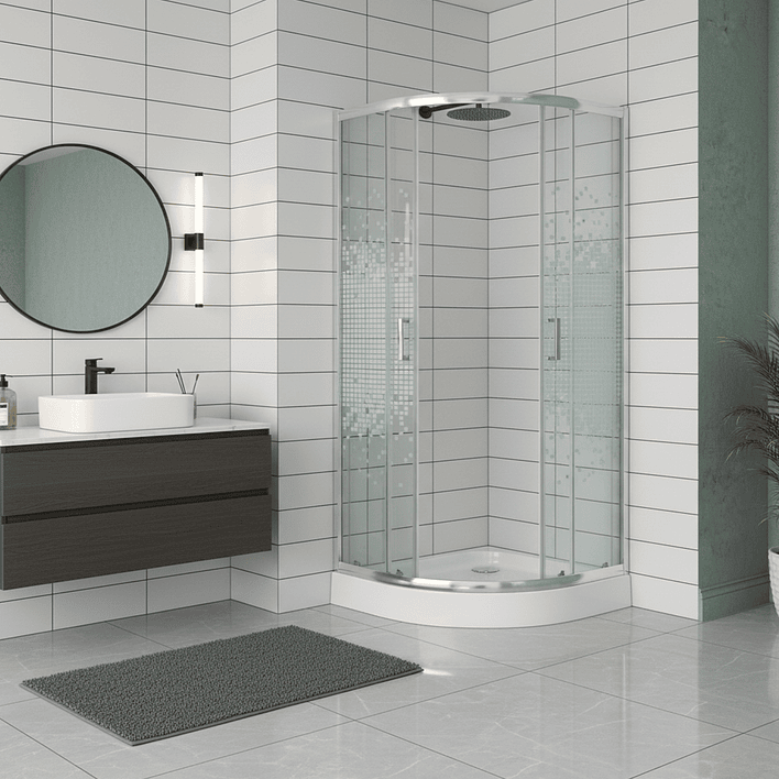 Shower Door Joytek Curvo Mosaic White 80x80x199cm (Incluye Receptáculo) 3