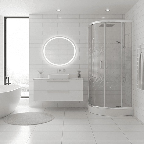Shower Door Joytek Curvo Mosaic White 80x80x199cm (Incluye Receptáculo) 2