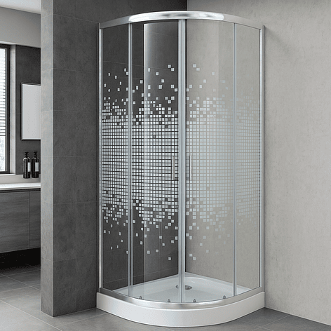 Shower Door Joytek Curvo Mosaic White 80x80x199cm (Incluye Receptáculo) 1