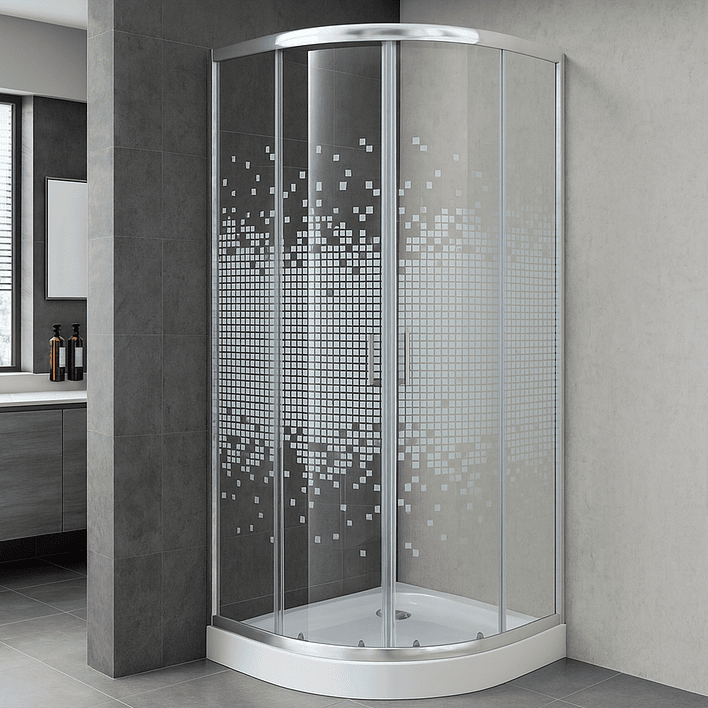 Shower Door Joytek Curvo Mosaic White 80x80x199cm (Incluye Receptáculo) 1