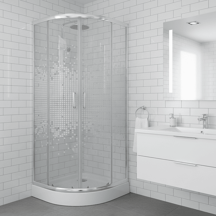 Shower Door Joytek Curvo Mosaic White 80x80x199cm (Incluye Receptáculo) 4
