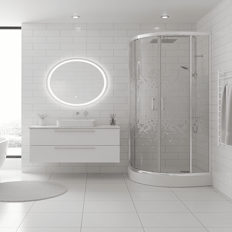 Shower Door Joytek Curvo Mosaic White 90x90x199cm (Incluye Receptáculo) 2