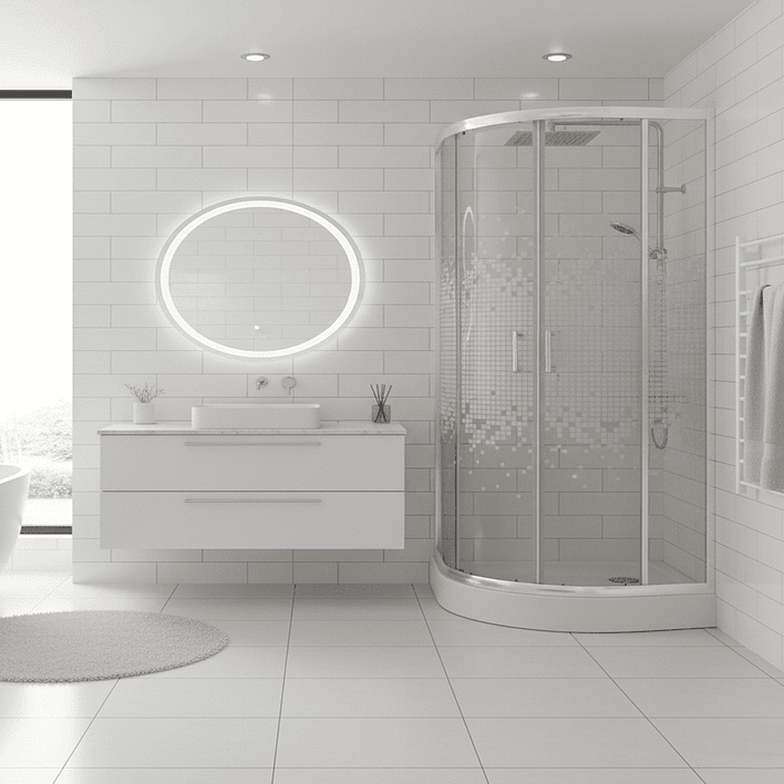 Shower Door Joytek Curvo Mosaic White 90x90x199cm (Incluye Receptáculo) 2
