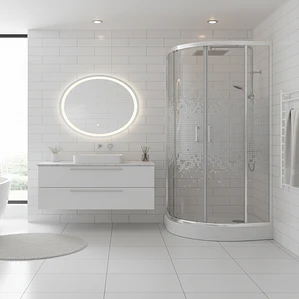 Shower Door Joytek Curvo Mosaic White 90x90x199cm (Incluye Receptáculo)